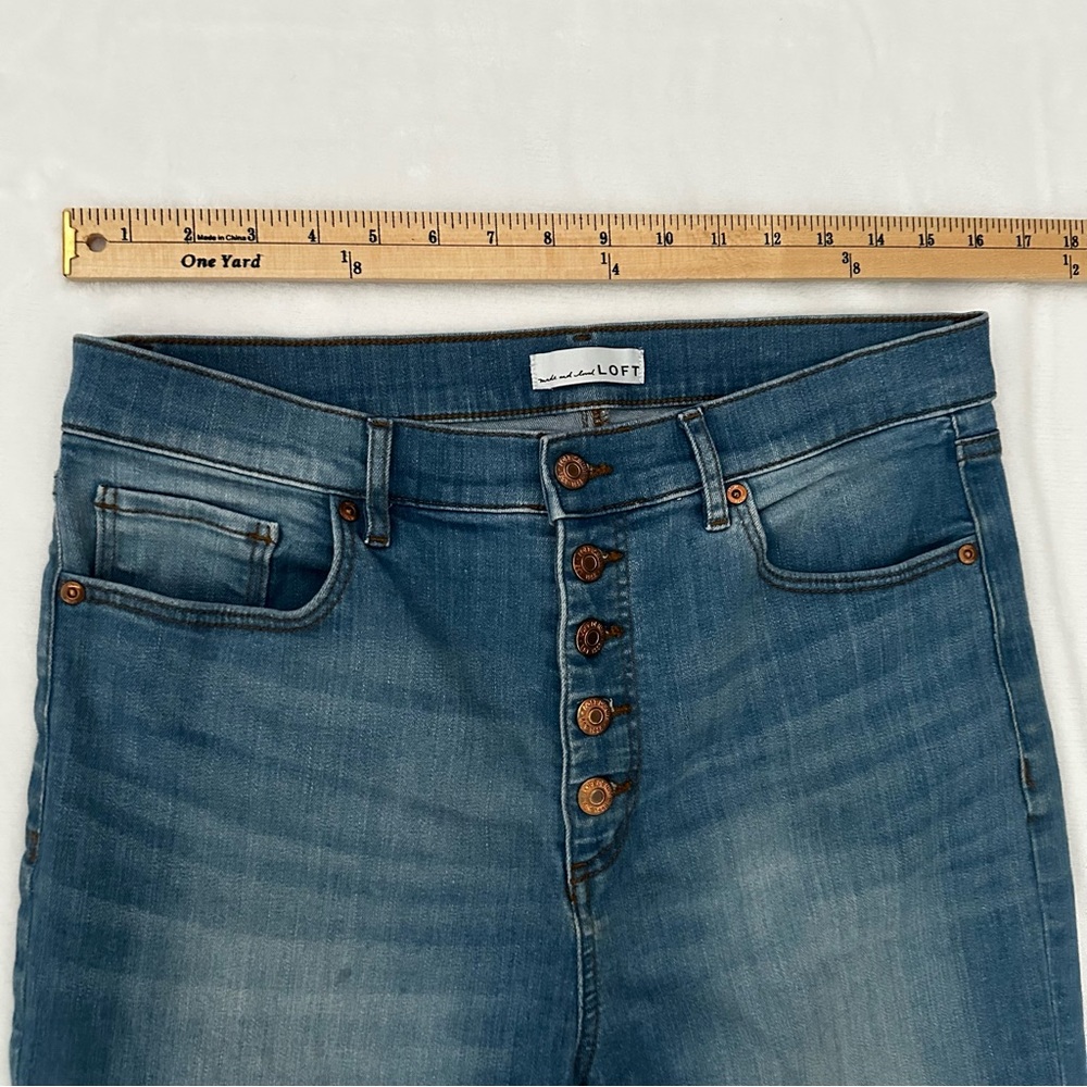 LOFT The Kick Crop Jeans Womens 29/8 Blue Denim Button Fly Cropped Flare - Picture 6 of 11